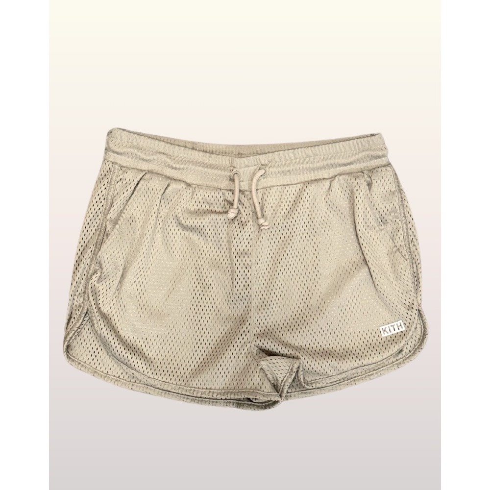 Kith Mesh Athletic Shorts Medium Tan Elastic Waist Drawstring Streetwear